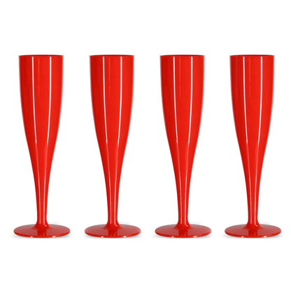 20 x Red Biodegradable Plastic Prosecco Flutes 175ml 6oz