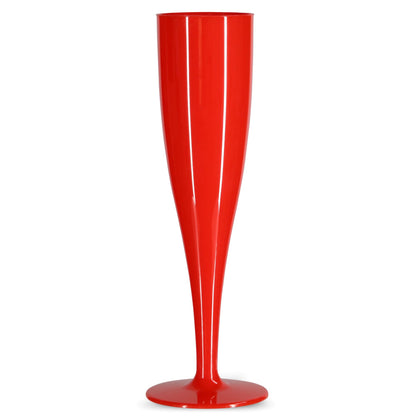 20 x Red Biodegradable Plastic Prosecco Flutes 175ml 6oz