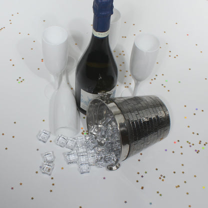 12 Flutes, 12 Wine Glasses (White) Set, Reusable Plastic