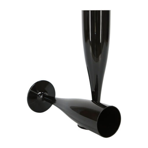 20 x Black Disposable Plastic Prosecco Flutes 175ml 6oz