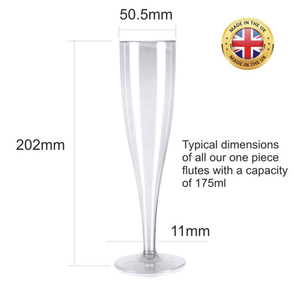 10 x Clear Prosecco Flutes 175ml 6oz Capacity Recyclable Polystyrene Material Transparent 1-Piece Sturdy Champagne Glasses BBQs Picnics-5056020107071-PCUP-CHAMP-Product Pro-Champagne Glasses, Clear Champagne Glasses, Plastic Flutes, Prosecco Flutes, Transparent