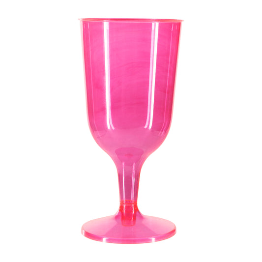 Plastic Pink Wine Glass - 2 piece - Party, BBQ, Hen Do - Disposable - Pack of 24-PCUP-WINE2PNEONx4-Product Pro-Wine Glasses