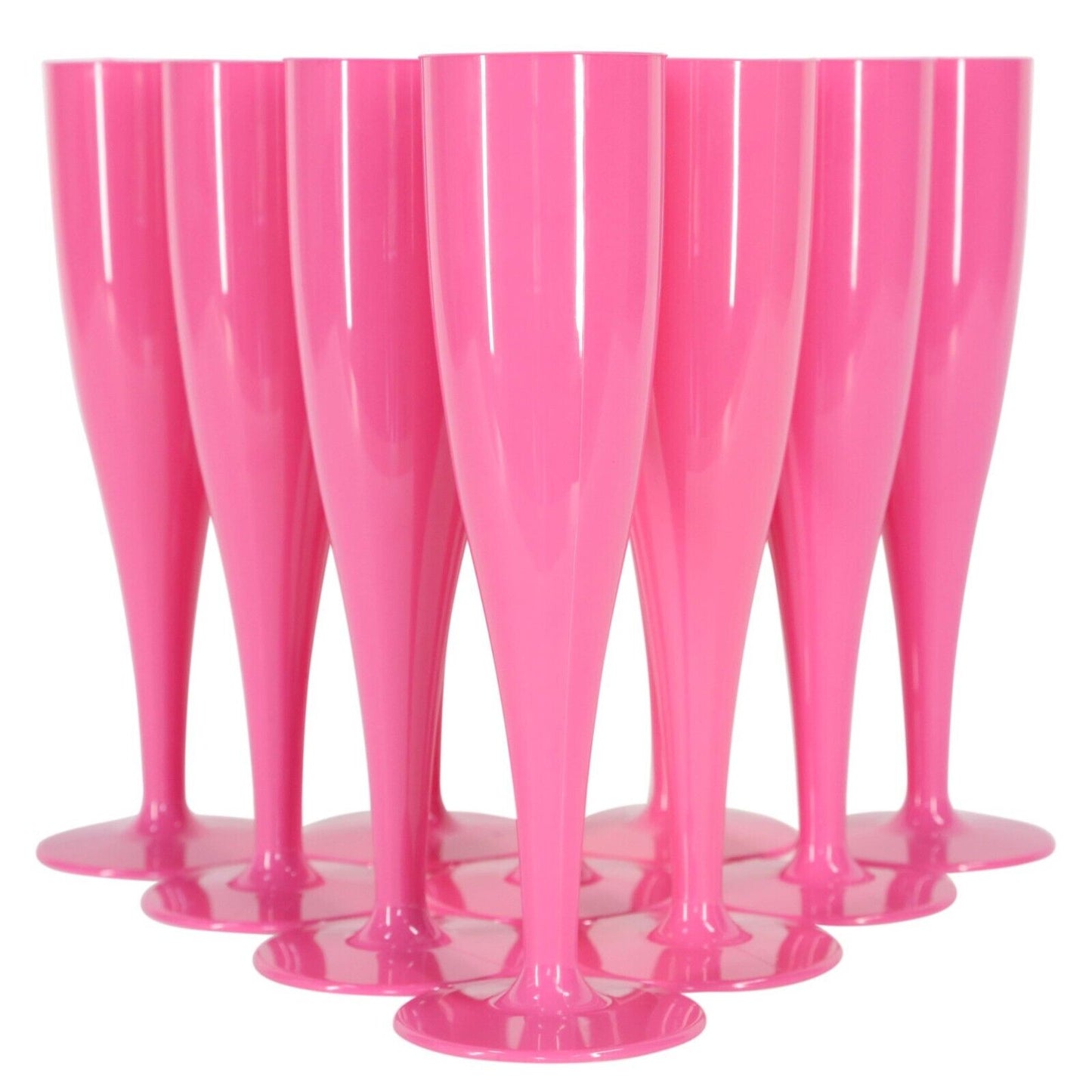 10 x Pink Disposable Plastic Prosecco Flutes 175ml 6oz