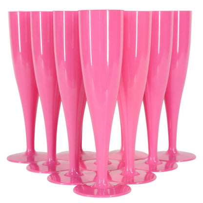10 x Pink Disposable Plastic Prosecco Flutes 175ml 6oz