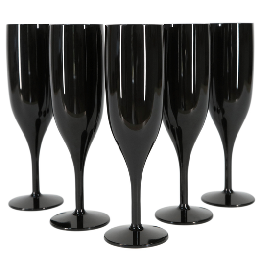 24 x Black Prosecco Flutes – Made from Strong Reusable Plastic 1-Piece Champagne Glass (Pack of 24 Glasses) Halloween, Parties, Hot Tub-5056020186830-EY-PP-121-Product Pro-Baby Shower, Black Champagne Flutes, Black Champagne Glasses, Black Flutes, Black Prosecco Flutes, Black Prosecco Glasses, Bridal Shower, Halloween, Hen Do, Reusable Flutes
