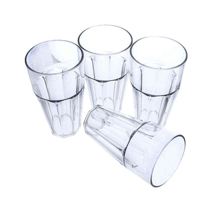 4 x Plastic Tumblers Large 20oz 590ml Diner USA Soda Style Reusable Glasses, Reusable Strong Sturdy Glasses perfect for Outdoors