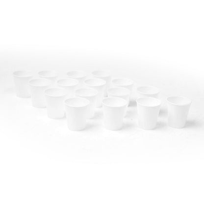 Pack of 36 x White Shot Glasses Biodegradable Material Plastic 3cl 30ml Stackable Liquor, Spirits, Food Sampling, Parties, Jelly Shots