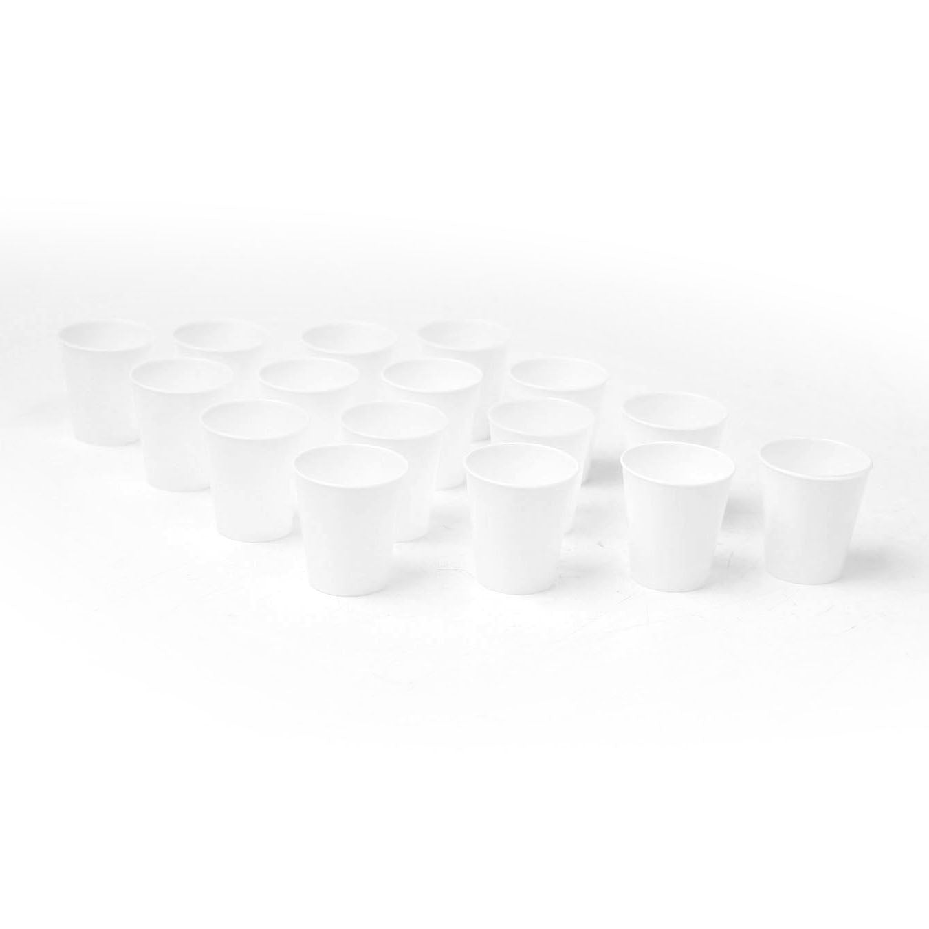 Pack of 500 x White Shot Glasses Biodegradable Material Plastic 3cl 30ml Stackable Liquor, Spirits, Food Sampling, Parties, Jelly Shots