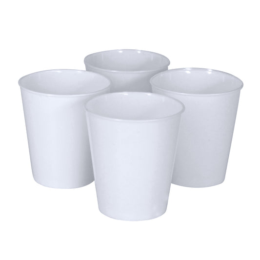 Pack of 100 x White Shot Glasses Biodegradable Material Plastic 3cl 30ml Stackable Liquor, Spirits, Food Sampling, Parties, Jelly Shots