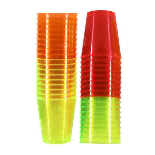 72 x Neon Shot Glasses Plastic Marked 3cl 30ml Bright Colour Jelly Disposable-5056020100850-PCUP-3CLDIS-x2-Product Pro-30ml, Bright Shot Glasses, Disposable Shot Glasses, Neon, Neon Shot Glasses, Plastic Shot Glasses, Shots