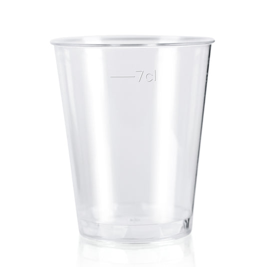Pack of 50 x Clear Shot Glasses Biodegradable Material Plastic 8cl 80ml Stackable Liquor, Spirits, Food Sampling, Parties, Jelly Shots