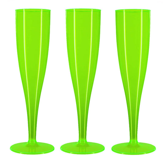30 x Green Plastic Disposable Prosecco Flutes 175ml 6oz