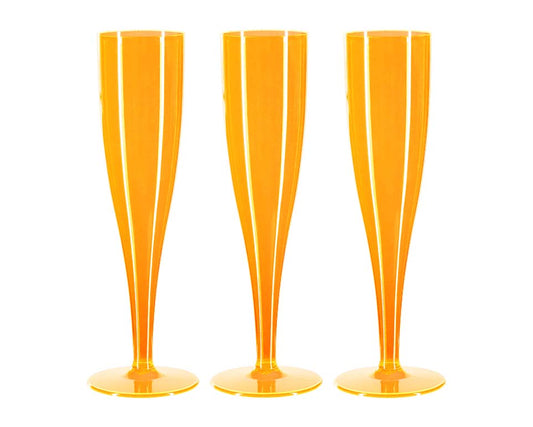 30 x Orange Plastic Disposable Prosecco Flutes 175ml 6oz