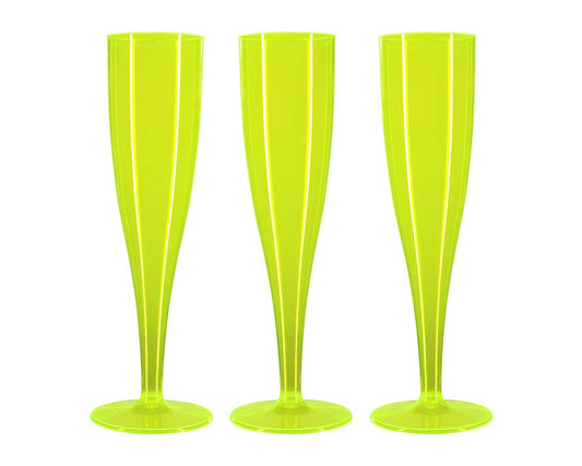 30 x Yellow Plastic Disposable Prosecco Flutes 175ml 6oz