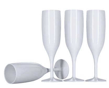 48 x White Prosecco Flutes – Made from Strong Reusable Plastic in glossy Bright White Colour 1-Piece Champagne Glass (Pack of 48 Glasses) for use Indoors and Outdoors, Wedding, Parties, Bridal Shower-5056020186212-EY-PP-079-Product Pro-Baby Shower, Bridal Shower, Hen Do, Reusable Flutes, White Champagne Flutes, White Champagne Glasses, White Flutes, White Prosecco Flutes, White Prosecco Glasses