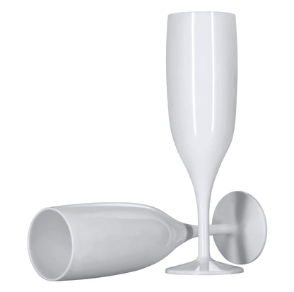 48 Flutes, 48 Wine Glasses (White) Pack of 96 Reusable Plastic Champagne Prosecco 175ml 300ml Strong Glossy Bright 1-Piece Dishwasher Safe-5056020186328-EY-PP-087-Product Pro-Flutes, White, White Champagne Glasses, White Prosecco Flutes, White Wine Glasses, Wine Glasses