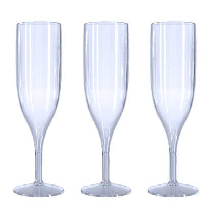 48 x Clear Prosecco Flutes – 175ml CE Marked at 125ml, Strong Reusable Plastic Transparent 1-Piece Champagne Glass (Pack of 48 Glasses)-5056020186182-EY-PP-066-Product Pro-Clear Champagne Flutes, Clear Flutes, Clear Prosecco Flutes, Reusable Flutes