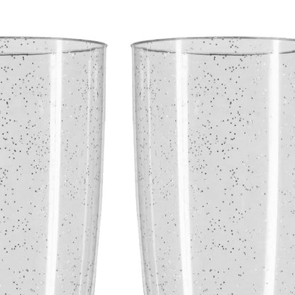 100 x Silver Glitter Prosecco Flutes - 175ml Plastic Disposable Champagne Glasses - One Piece (Pack of 100) Anniversaries, Weddings, Christmas-5056020183761-PCUP-CHAMP-SG-100-Product Pro-Glitter Champagne Glasses, Glitter Flutes, Glitter Glasses, Silver, Silver Champagne Glasses, Silver Glitter, Silver Prosecco Flutes