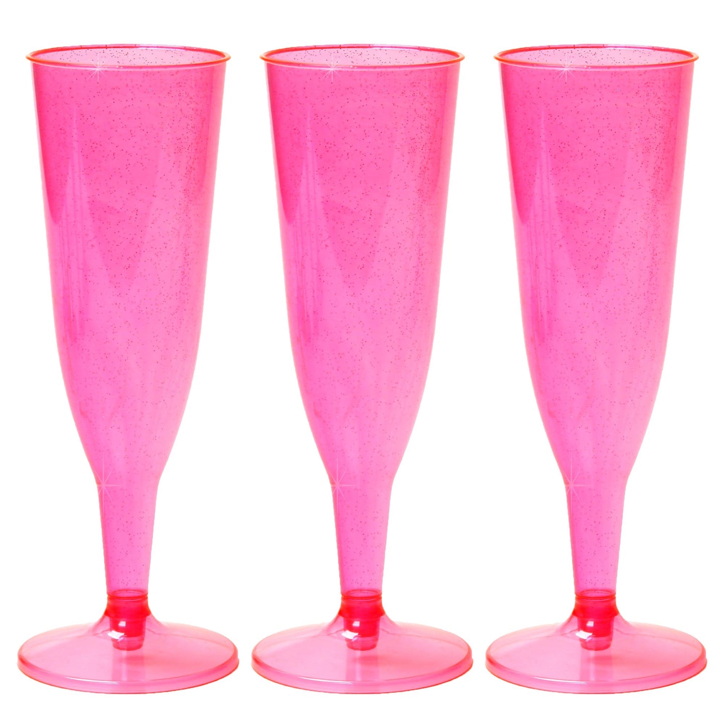 24 x Pink Silver Glitter Prosecco Flutes 175ml 6oz Recyclable Polystyrene Material Transparent 2-Piece Champagne Glasses BBQs Picnics-5056020183525-PCUP-CHAMP2PPINK-SGx4-Product Pro-Champagne Glasses, Clear Champagne Glasses, Glitter, Pink, Plastic Flutes, Prosecco Flutes