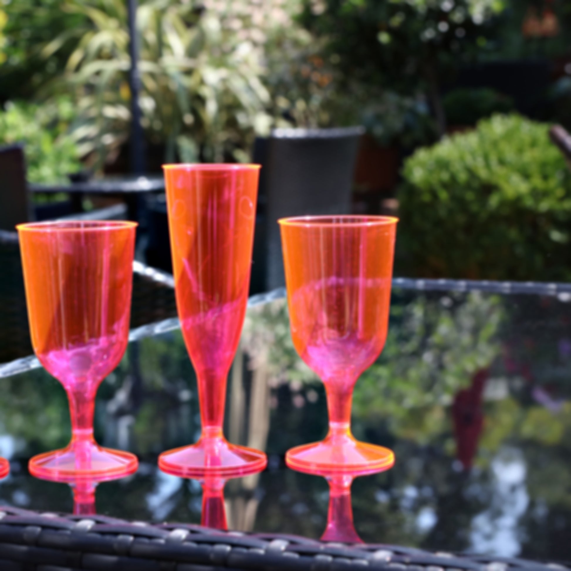 6 x Pink Prosecco Flutes 175ml 6oz Capacity Recyclable Polystyrene Material Transparent 2-Piece Sturdy Champagne Glasses BBQs Picnics-5056020183570-PCUP-CHAMP2PPINK-Product Pro-Champagne Glasses, Clear Champagne Glasses, Pink, Plastic Flutes, Prosecco Flutes