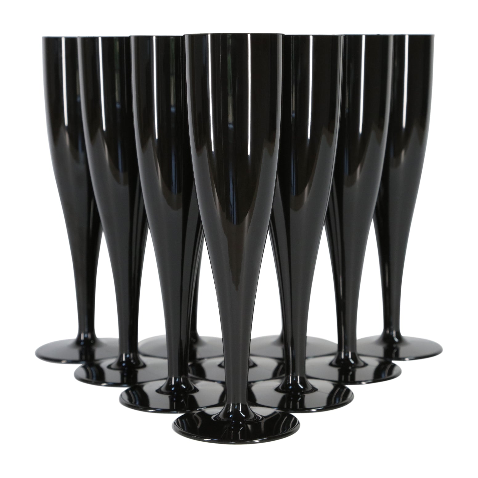 100 x Black Prosecco Flutes – Made from Biodegradable Material in glossy Bold Black Colour 1-Piece Champagne Glass (Pack of 100 Glasses) for use Indoors and Outdoors, Halloween, Parties, BBQ, Hen Do-5056020186793-EY-PP-118-Product Pro-Black Flutes, Champagne Flute, Champagne Glasses, Flutes, Prosecco Flute, Prosecco Glasses