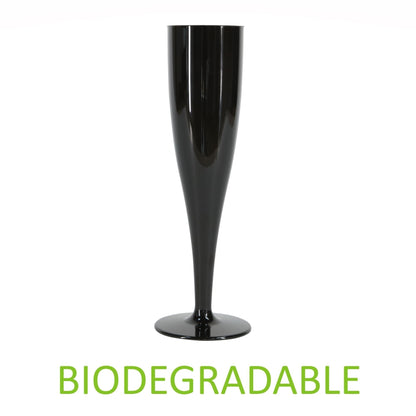 10 x Black Prosecco Flutes – Made from Biodegradable Material in glossy Bold Black Colour 1-Piece Champagne Glass (Pack of 10 Glasses) for use Indoors and Outdoors, Halloween, Parties, BBQ, Hen Do-5056020186779-PCUP-CHAMPBIOBLACK-Product Pro-Black Flutes, Champagne Flute, Champagne Glasses, Flutes, Prosecco Flute, Prosecco Glasses