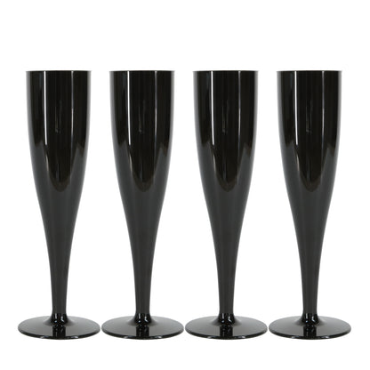 20 x Black Prosecco Flutes – Made from Biodegradable Material in glossy Bold Black Colour 1-Piece Champagne Glass (Pack of 20 Glasses) for use Indoors and Outdoors, Halloween, Parties, BBQ, Hen Do-5056020187967-EY-PP-214-Product Pro-Black Flutes, Champagne Flute, Champagne Glasses, Flutes, Prosecco Flute, Prosecco Glasses