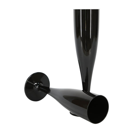 50 x Black Disposable Plastic Prosecco Flutes 175ml 6oz