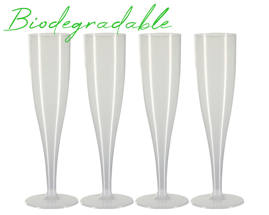 100 x Biodegradable Prosecco Flutes Colourless Material Clear 1-Piece Champagne Glass (Pack of 100 Glasses) Garden, BBQ, Wedding, Picnic-5056020183105-EY-PP-020-Product Pro-BBQ, Biodegradable, Champagne Flutes, Champagne Glasses, Clear Champagne Glasses, Clear Prosecco Flutes, Flutes, Garden, Picnic, Prosecco Flutes, Prosecco Glasses, Transparent, Wedding