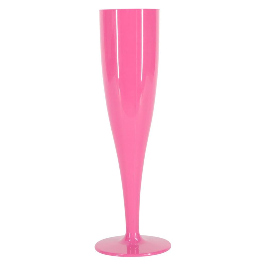 100 x Pink Disposable Plastic Prosecco Flutes 175ml 6oz