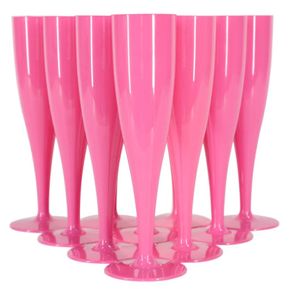 50 x Pink Disposable Plastic Prosecco Flutes 175ml 6oz