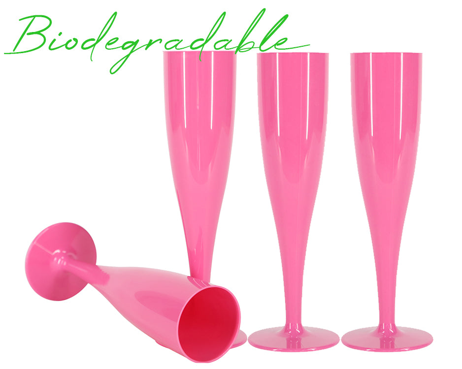10 x Pink Prosecco Flutes – Made from Biodegradable Material in Glossy Fuchsia Colour 1-Piece Champagne Glass (Pack of 10 Glasses) Hen Do-5056020186748-PCUP-CHAMPBIOPINK-Product Pro-Black Flutes, Champagne Flute, Champagne Glasses, Flutes, Prosecco Flute, Prosecco Glasses