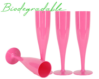 100 x Pink Prosecco Flutes – Made from Biodegradable Material in Glossy Fuchsia Colour 1-Piece Champagne Glass (Pack of 100 Glasses) Hen Do-5056020186762-EY-PP-116-Product Pro-Champagne Flute, Champagne Glasses, Flutes, Pink Flutes, Prosecco Flute, Prosecco Glasses