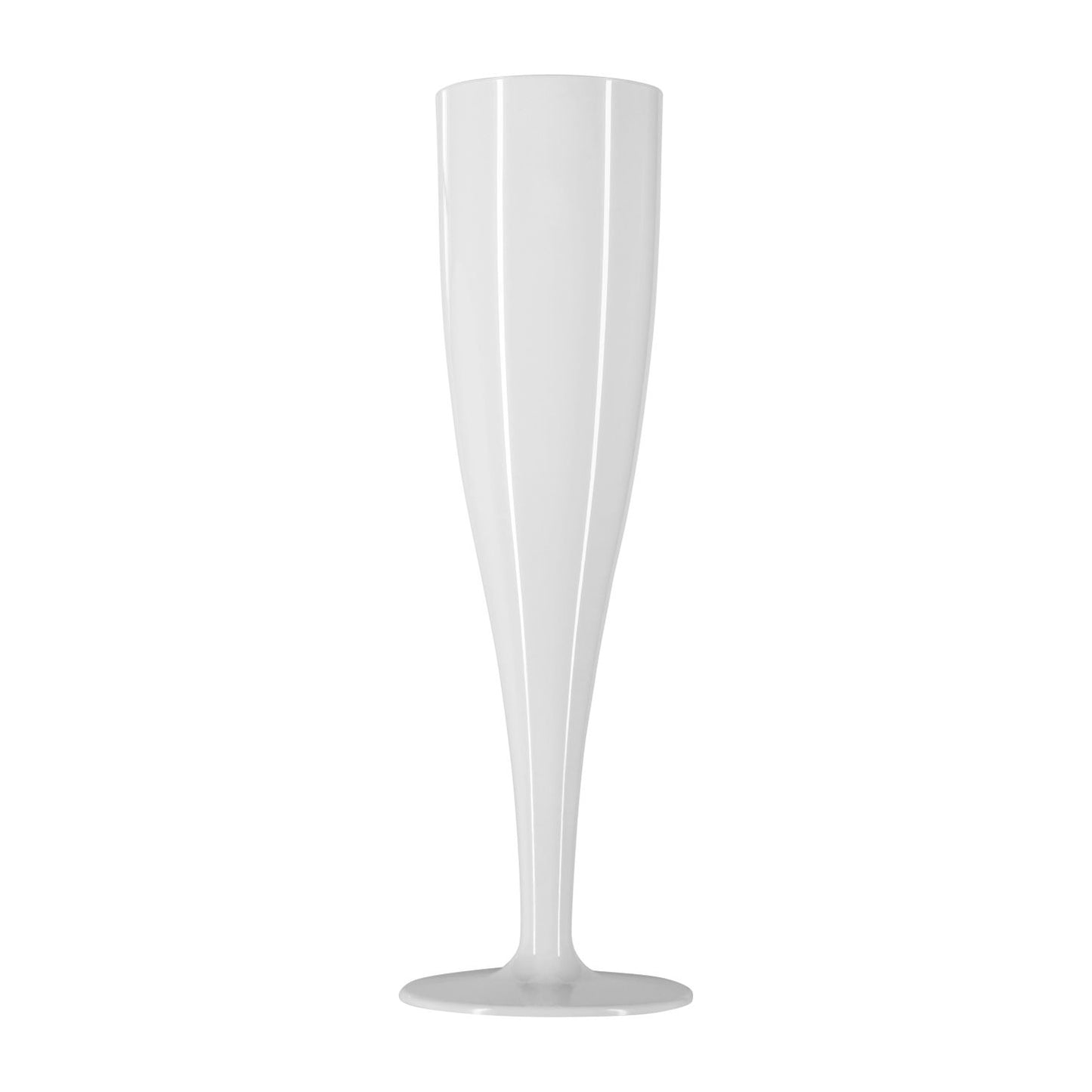 100 x White Biodegradable Prosecco Flutes - 135ml - One Piece Glossy Champagne Glass