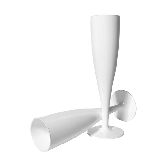 100 x White Biodegradable Plastic Prosecco Flutes 175ml 6oz