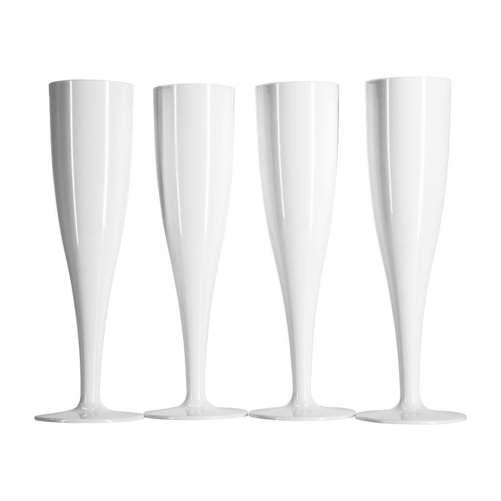 50 x White Disposable Plastic Prosecco Flutes 175ml 6oz