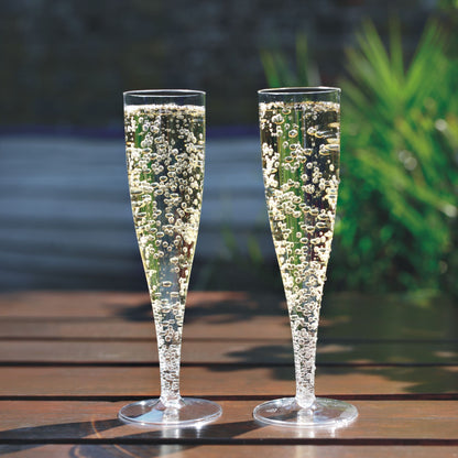 10 x Clear Prosecco Flutes 175ml 6oz Capacity Recyclable Polystyrene Material Transparent 1-Piece Sturdy Champagne Glasses BBQs Picnics-5056020107071-PCUP-CHAMP-Product Pro-Champagne Glasses, Clear Champagne Glasses, Plastic Flutes, Prosecco Flutes, Transparent