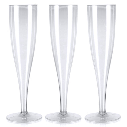 50 x Clear Prosecco Flutes 175ml 6oz Capacity Recyclable Polystyrene Material Transparent 1-Piece Sturdy Champagne Glasses BBQs Picnics-5056020107088-PCUP-CHAMPx5-Product Pro-Champagne Glasses, Clear Champagne Glasses, Plastic Flutes, Prosecco Flutes, Transparent