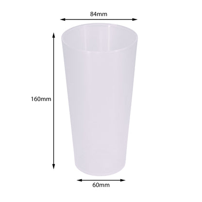 Pack of 50 Pint Cups Reusable Plastic - 1 Pint 568ml 20oz - Dishwasher safe Strong Straight edge Glasses for Beer, Soft Drinks, Water