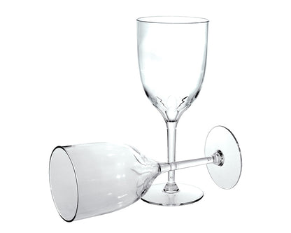 6 x Clear Reusable Wine Glasses with Petal Decoration 350ml Dishwasher Safe