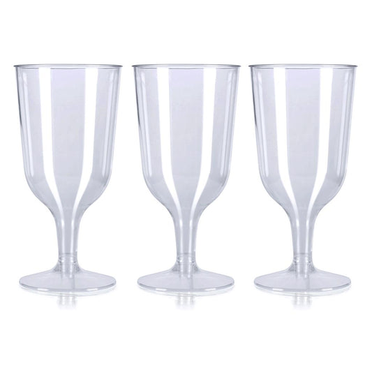 Pack of 6 x Disposable Clear Wine Glasses 2 Piece 200ml