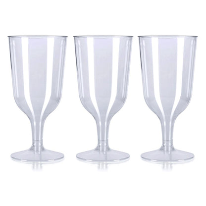 Pack of 6 x Disposable Clear Wine Glasses 2 Piece 200ml