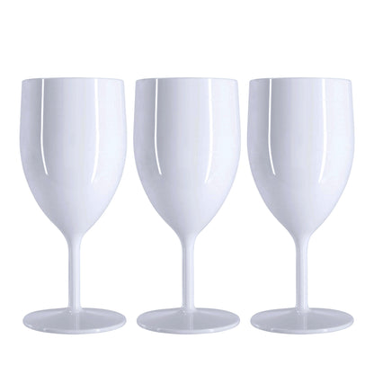 48 x Wine Glasses (White) Strong Reusable Plastic Glossy Bright Colour 250ml 1-Piece Glass (Pack of 6) Outdoors Wedding Hen Bridal BBQ-5056020186281-EY-PP-083-Product Pro-Baby Shower, Bridal Shower, Halloween, Hen Do, Plastic Wine Glasses, White Glasses, White Wine Glasses, Wine Glasses