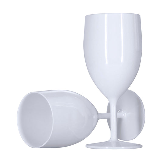 12 x Wine Glasses (White) Strong Reusable Plastic Glossy Bright Colour 250ml 1-Piece Glass (Pack of 6) Outdoors Wedding Hen Bridal BBQ-5056020186250-EY-PP-081-Product Pro-Baby Shower, Bridal Shower, Halloween, Hen Do, Plastic Wine Glasses, White Glasses, White Wine Glasses, Wine Glasses