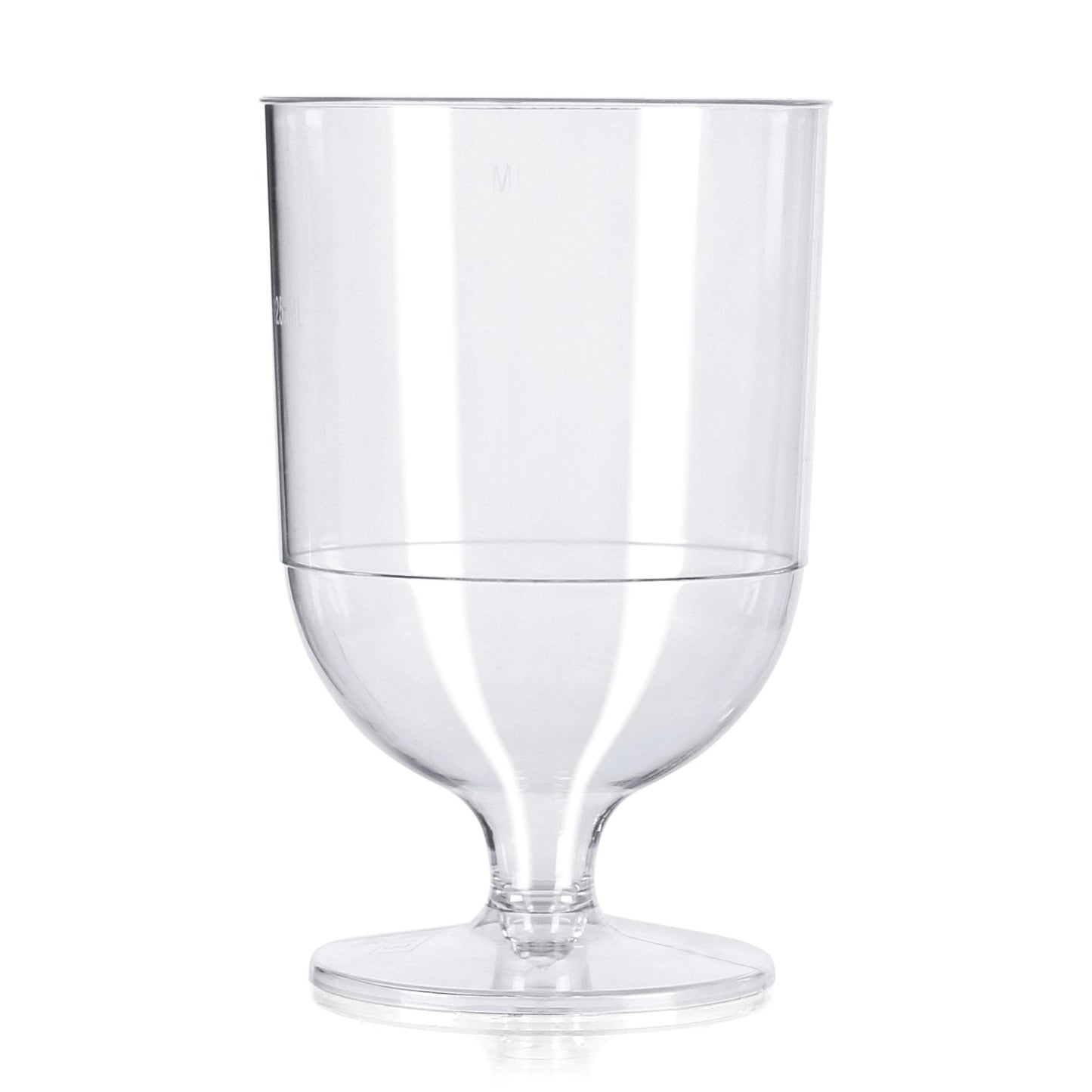 50 Pack x Clear Disposable Wine Glasses - CE Marked at 125ml 175ml - One Piece - Plastic
