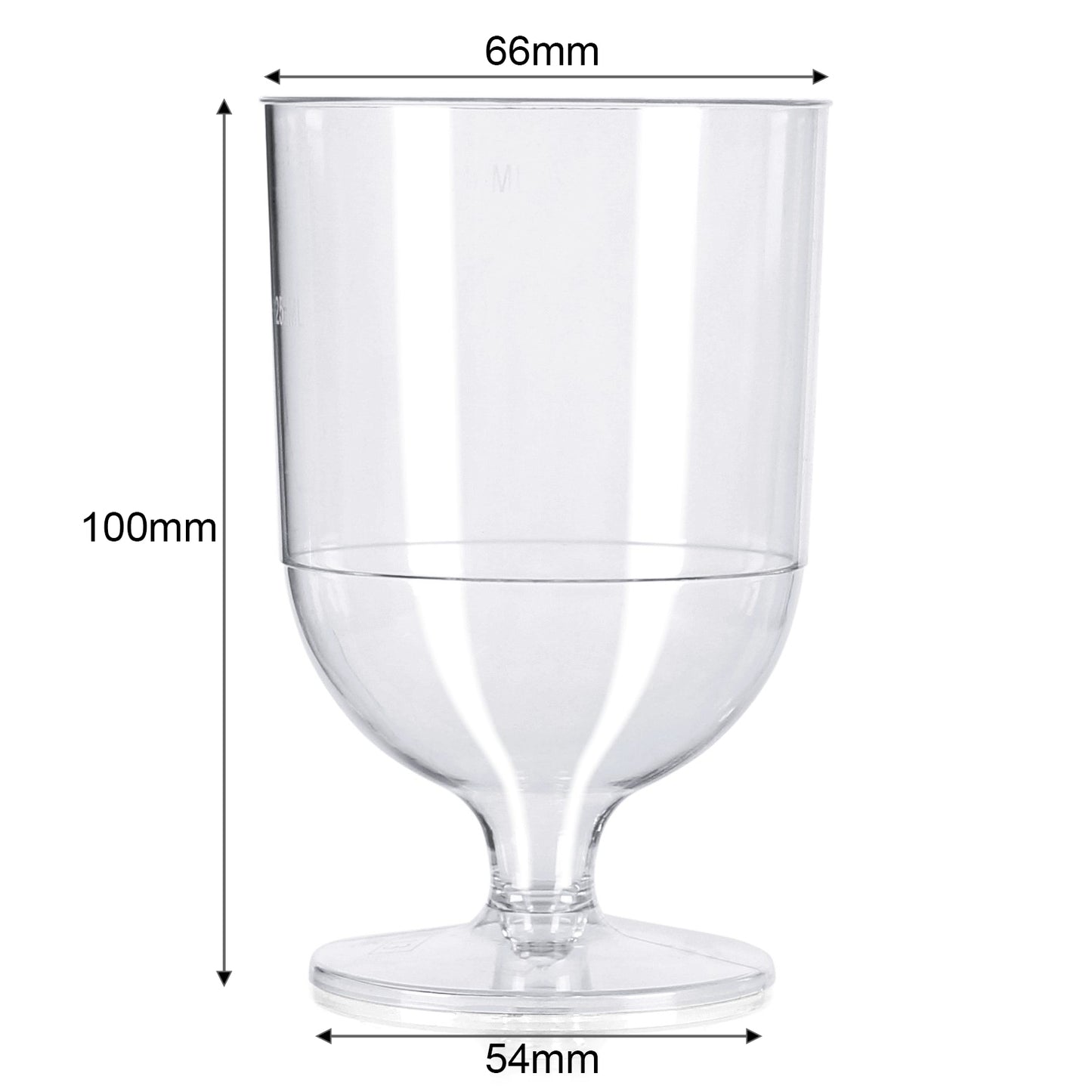 50 Pack x Clear Disposable Wine Glasses - CE Marked at 125ml 175ml - One Piece - Plastic