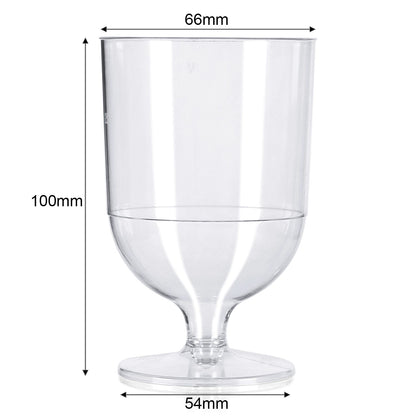 150 Pack x Clear Disposable Wine Glasses - CE Marked at 125ml 175ml - One Piece - Plastic - For Parties, BBQs, Festivals