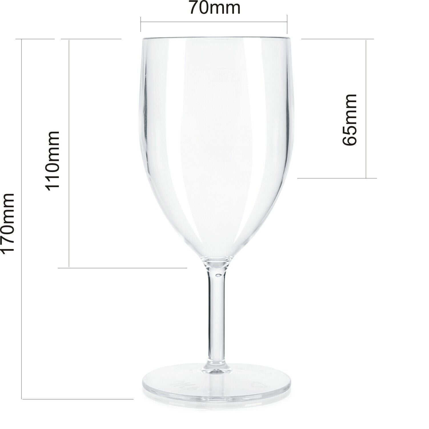 10 x Wine Glasses (Clear) – Made from Strong Reusable Plastic CE Marked with 125ml, 175ml, 250ml Transparent 1-Piece Glass (Pack of 10)-5056020108054-PCUP-WINEREUSEx10-Product Pro-Baby Shower, BBQ, Garden, Picnic, Plastic Glasses, Plastic Wine Glasses, Transparent Wine Glasses, Wine Glasses