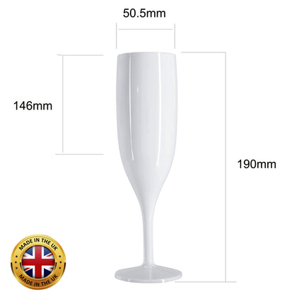 6 x White Prosecco Flutes – Made from Strong Reusable Plastic in glossy Bright White Colour 1-Piece Champagne Glass (Pack of 6 Glasses) for use Indoors and Outdoors, Wedding, Parties, Bridal Shower-5056020186205-EY-PP-076-Product Pro-Baby Shower, Bridal Shower, Hen Do, Reusable Flutes, White Champagne Flutes, White Champagne Glasses, White Flutes, White Prosecco Flutes, White Prosecco Glasses
