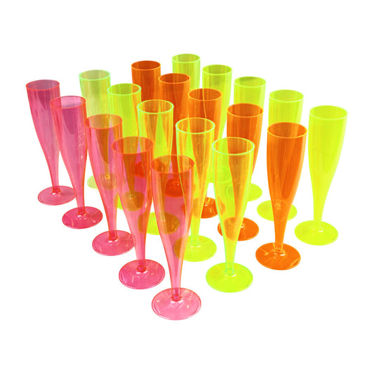 Pack of 12 Neon Champagne glasses flutes in 4 different colours.-PCUP-CHAMP-NEON-12PK-Product Pro-Champagne/Prosecco Flutes